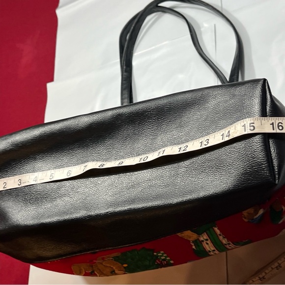 Christmas Teddy BEAR TOTE BAG RED Green cotton Tree gift Santa holiday 13”x19” - Picture 7 of 16